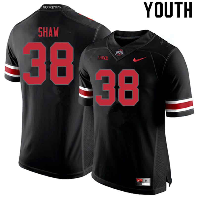 Ohio State Buckeyes Bryson Shaw Youth #38 Blackout Authentic Stitched College Football Jersey